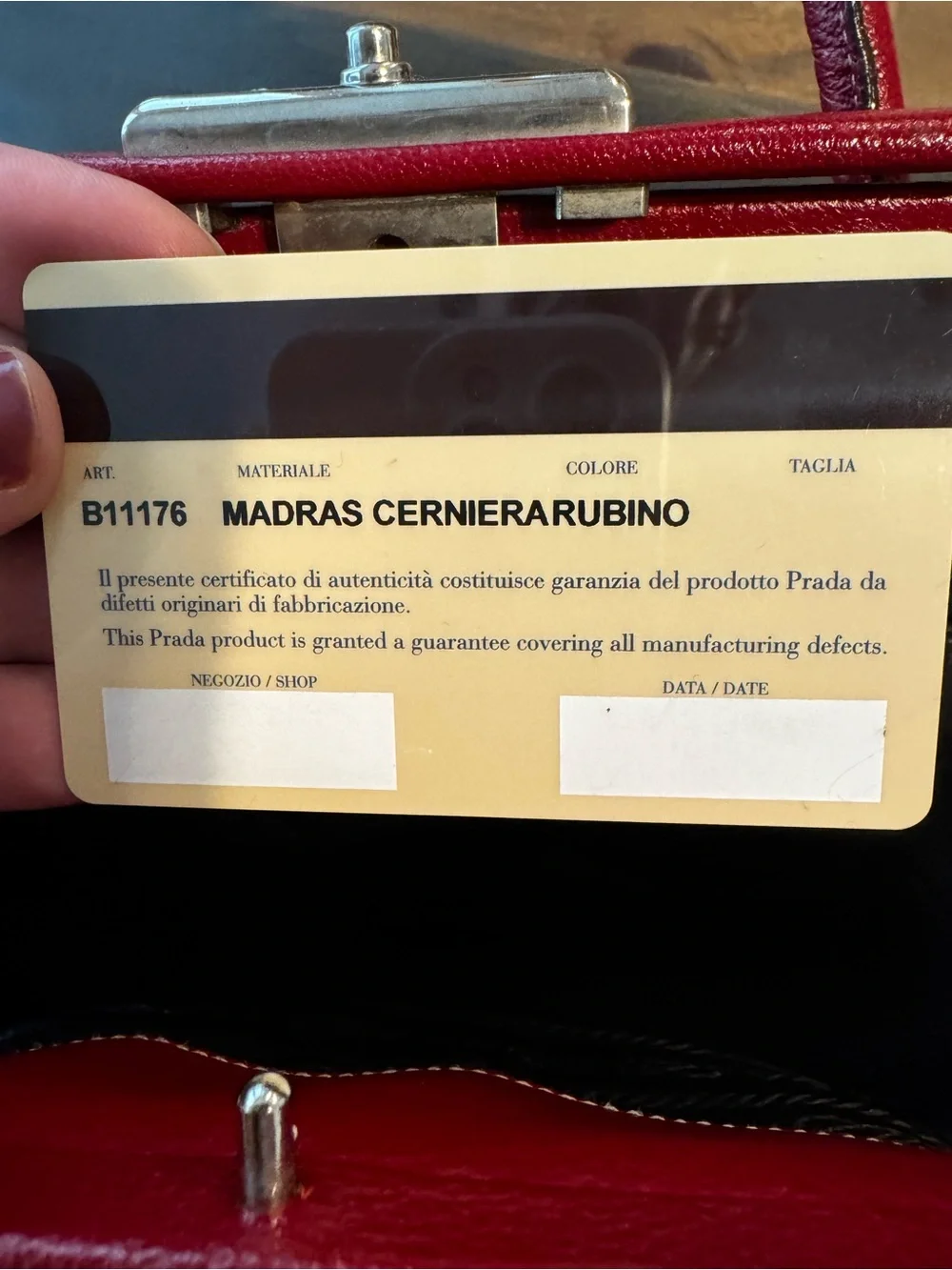 Prada Red Leather Top-Handle Satchel with OG Authenticity Card